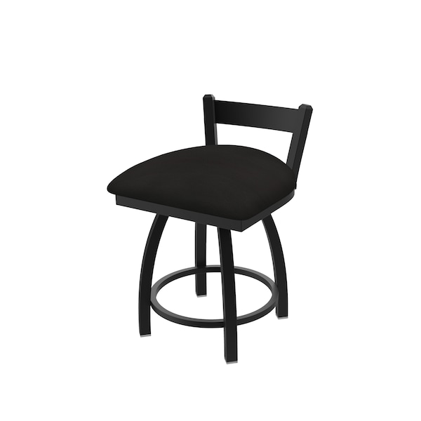 18" Low Back Swivel Vanity Stool, Black Wrinkle, Canter Espresso Seat